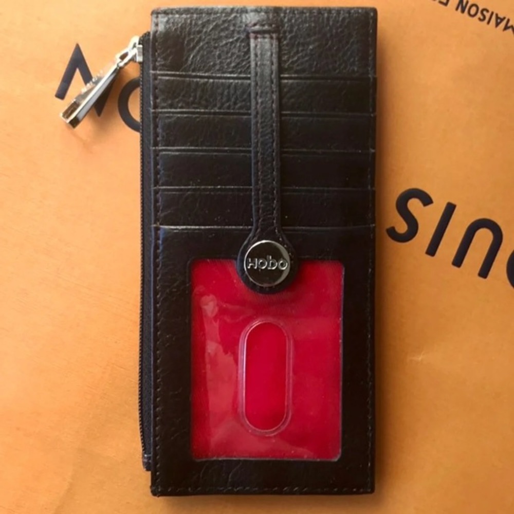 Hobo International Card Stacker Wallet, Black Red